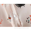 Lässige bunte Cartoon Tierdruck Frauen Chiffon Shirt